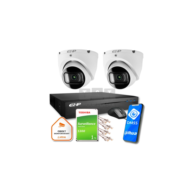Zestaw monitoringu 2 kamer kopułkowych IP EZ-IP by Dahua niezawodna ochrona 2K