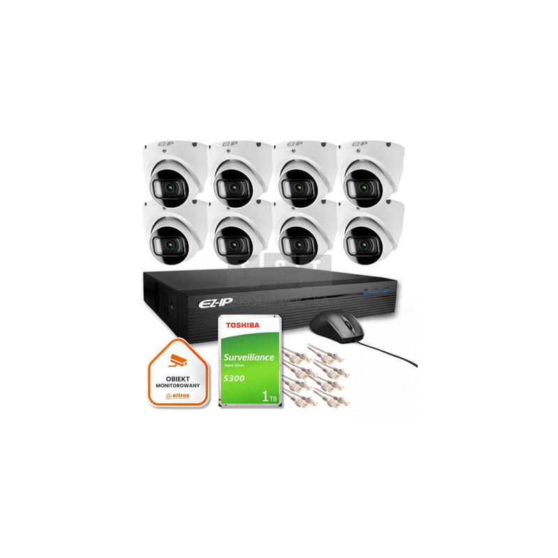 Zestaw monitoringu IP Pro 8T EZ-IP by Dahua 8 kamer 2K 1TB EZI-T140-F2