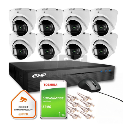 Zestaw monitoringu IP Pro 8T EZ-IP by Dahua 8 kamer 2K 1TB EZI-T140-F2