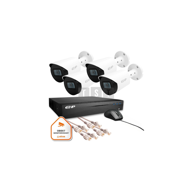 Zestaw monitoringu 4 kamer tubowych IP EZ-IP by Dahua niezawodna ochrona 2K
