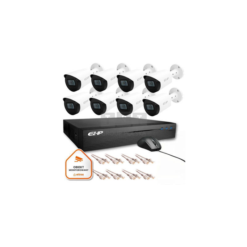 Zestaw monitoringu 8 kamer tubowych IP EZ-IP by Dahua niezawodna ochrona 2K