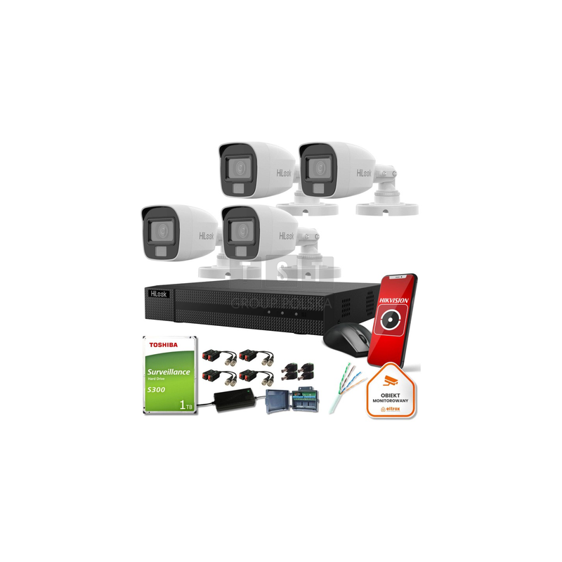 Zestaw monitoringu Hilook 4 kamer 5MPx TVICAM-B5M-20DL z dyskiem 1TB