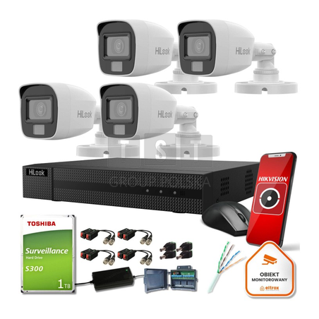 Zestaw monitoringu Hilook 4 kamer 5MPx TVICAM-B5M-20DL z dyskiem 1TB