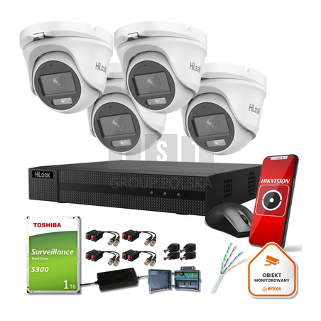Zestaw monitoringu Hilook 4 kamer 2mpx TVICAM-T2M-20DL z dyskiem 1TB