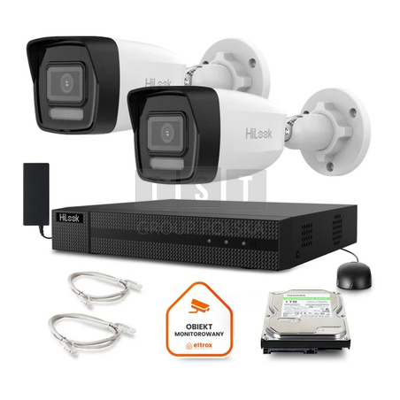 Zestaw monitoringu Hilook 2 kamer IP IPCAM-B4-30DL dysk 1TB