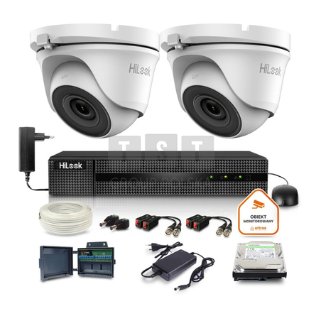 Zestaw monitoringu Hilook 2 kamer 2mpx TVICAM-T2M z dyskiem 1TB
