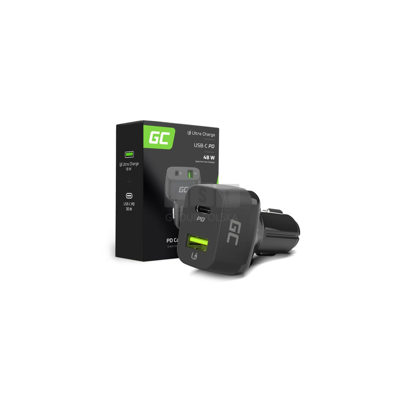 ŁADOWARKA SAMOCHODOWA Green Cell 48W 1x USB-C 1x USB-A Power Delivery 30W Quick Charge 3.0 CAD33