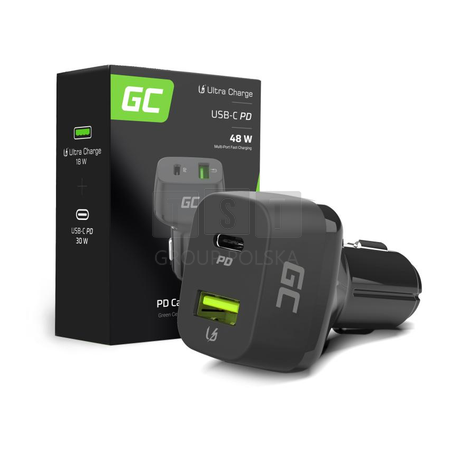ŁADOWARKA SAMOCHODOWA Green Cell 48W 1x USB-C 1x USB-A Power Delivery 30W Quick Charge 3.0 CAD33