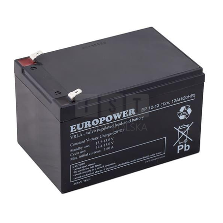 Akumulator AGM EUROPOWER serii EP 12V 12Ah (Żywotność 6-9 lat)