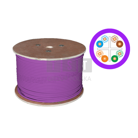 Kabel U/UTP kat.6 LSOH 4x2x23AWG B2ca 500m (FIOLETOWA powłoka) 25 lat gwarancji, badanie jakości  INTERTEK (USA) ALANTEC