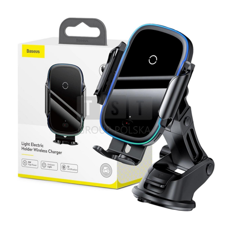 UCHWYT SAMOCHODOWY ŁADOWARKA INDUKCYJNA Baseus WXHW03-01 Qi 15W NA KRATKĘ CZARNY