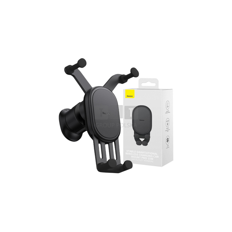 UCHWYT SAMOCHODOWY ŁADOWARKA INDUKCYJNA Baseus SUWX030001 Qi 15W NA KRATKĘ CZARNY