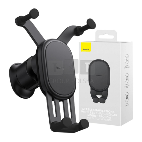 UCHWYT SAMOCHODOWY ŁADOWARKA INDUKCYJNA Baseus SUWX030001 Qi 15W NA KRATKĘ CZARNY