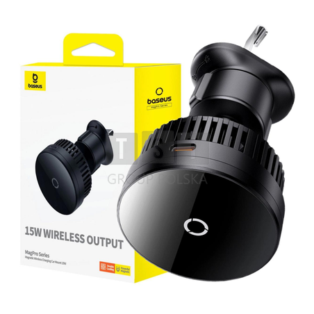 UCHWYT SAMOCHODOWY ŁADOWARKA INDUKCYJNA Baseus MagPro C40164100121-00 Qi 15W MagSafe NA KRATKĘ CZARNY
