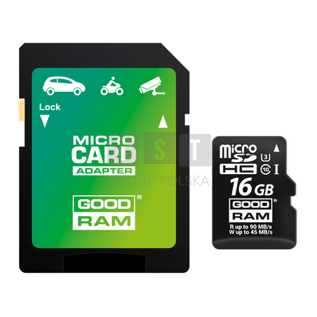KARTA PAMIĘCI MICRO SD GOODRAM UHS1 CL10 U3 16GB + ADAPTER