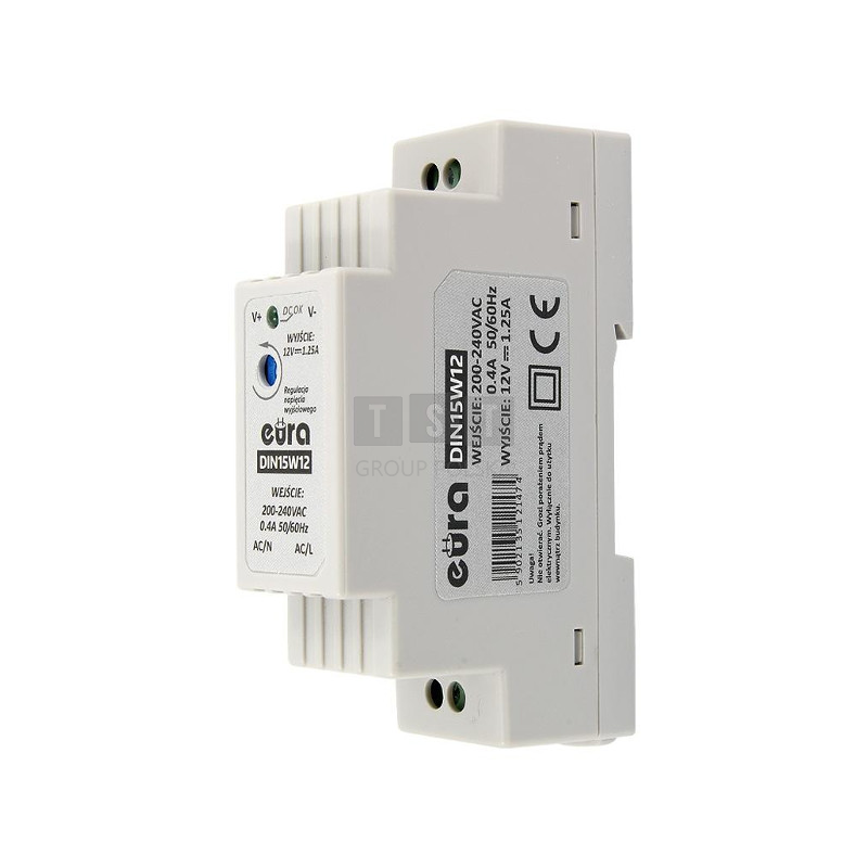 ZASILACZ DIN ''EURA'' DIN15W12 12V 1,25 A DC