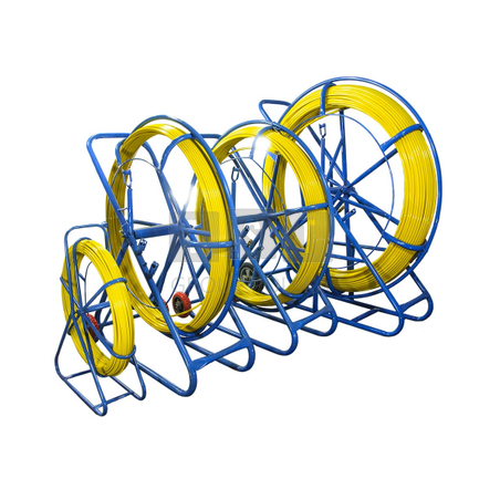 WŁÓKNO SZKLANE DO PRZECIĄGANIA KABLI 9mm / 150m (PILOT / STALKA) PE + STOJAK
