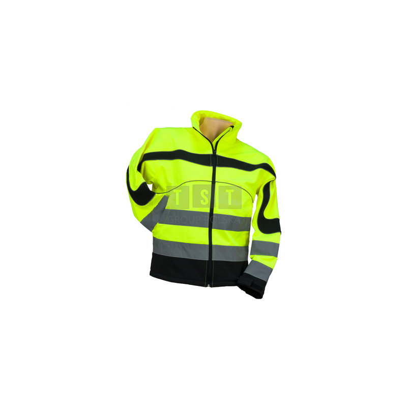 URGENT SOFTSHELL YELLOW MĘSKA KURTKA ROBOCZA OSTRZEGAWCZA PASY ODBLASKOWE R. L