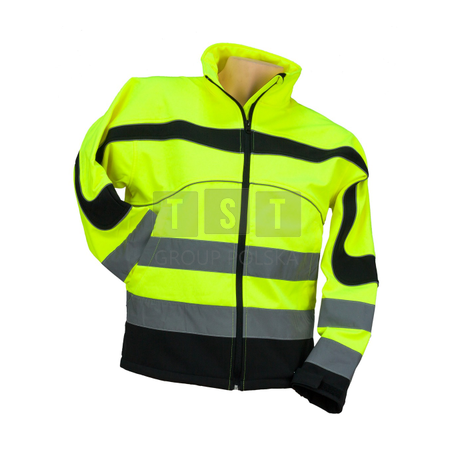URGENT SOFTSHELL YELLOW MĘSKA KURTKA ROBOCZA OSTRZEGAWCZA PASY ODBLASKOWE R. M