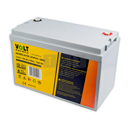 AKUMULATOR VOLT POLSKA LITOWO-ŻELAZOWO-FOSFORANOWY LiFePO4 12V 100Ah 150A