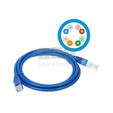 KKU5NIE0.5 Patch-cord U/UTP kat.5e PVC 0.5m niebieski