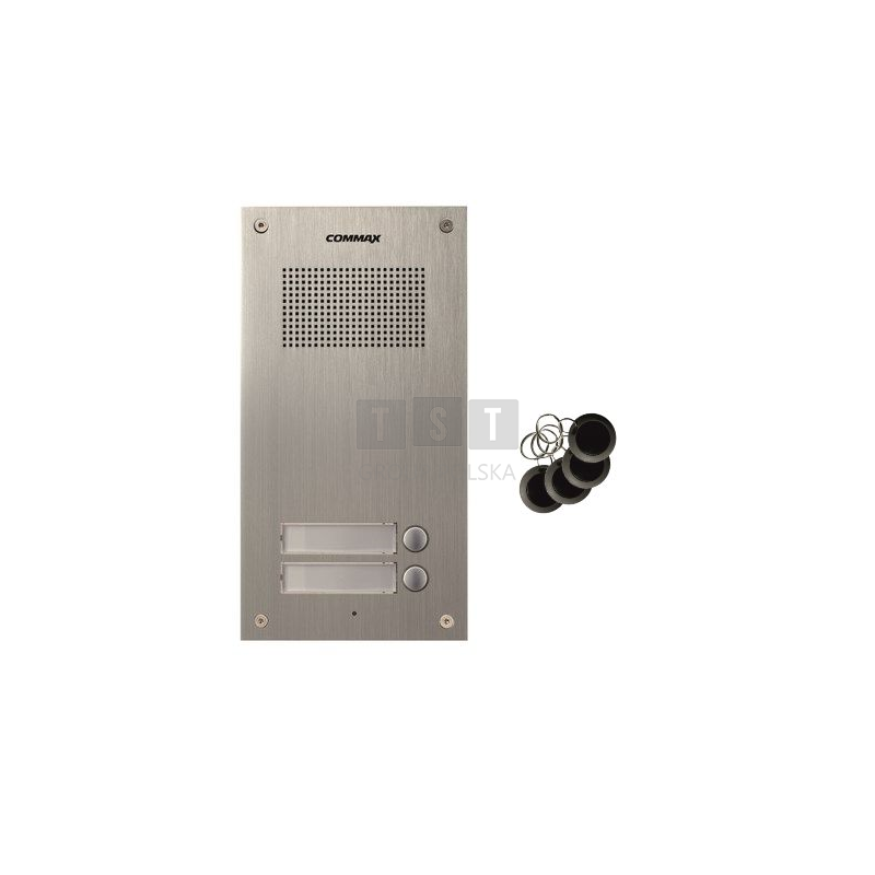 DR-2UM/RFID Stacja bramowa 2 - przyciskowa, metalowa. podtynkowa, wbudowany czytnik kart/breloków Unique 125kHz,