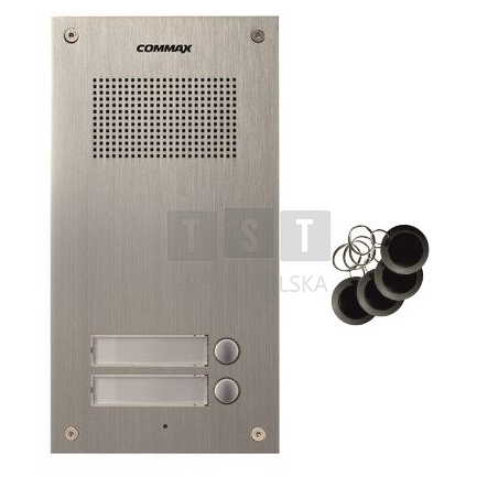 DR-2UM/RFID Stacja bramowa 2 - przyciskowa, metalowa. podtynkowa, wbudowany czytnik kart/breloków Unique 125kHz,