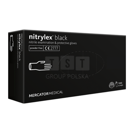 Rękawice nitrylowe czarne, 100 szt. r.XS