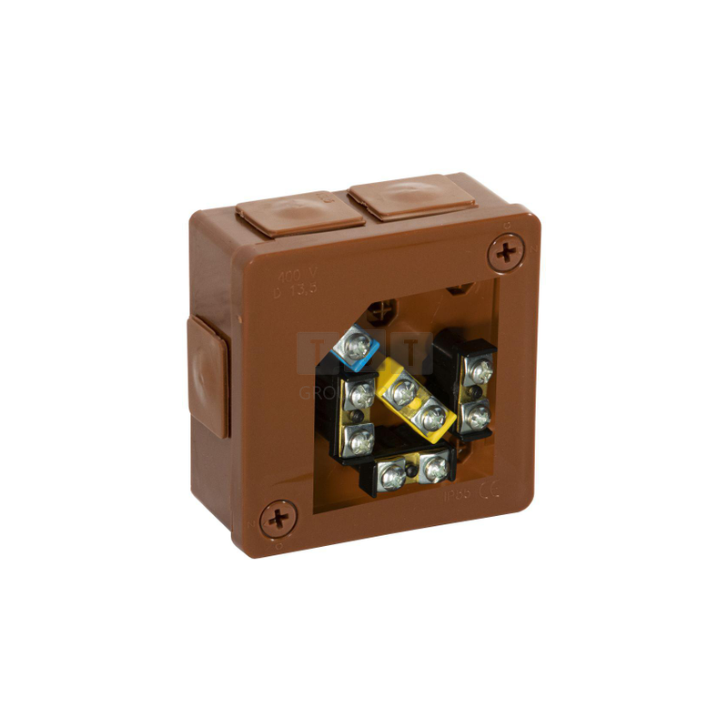 Puszka natynkowa z zaciskami 6 wlotów VIPLAST VP-22 BRĄZOWA IP55 86x86x40mm 022-52