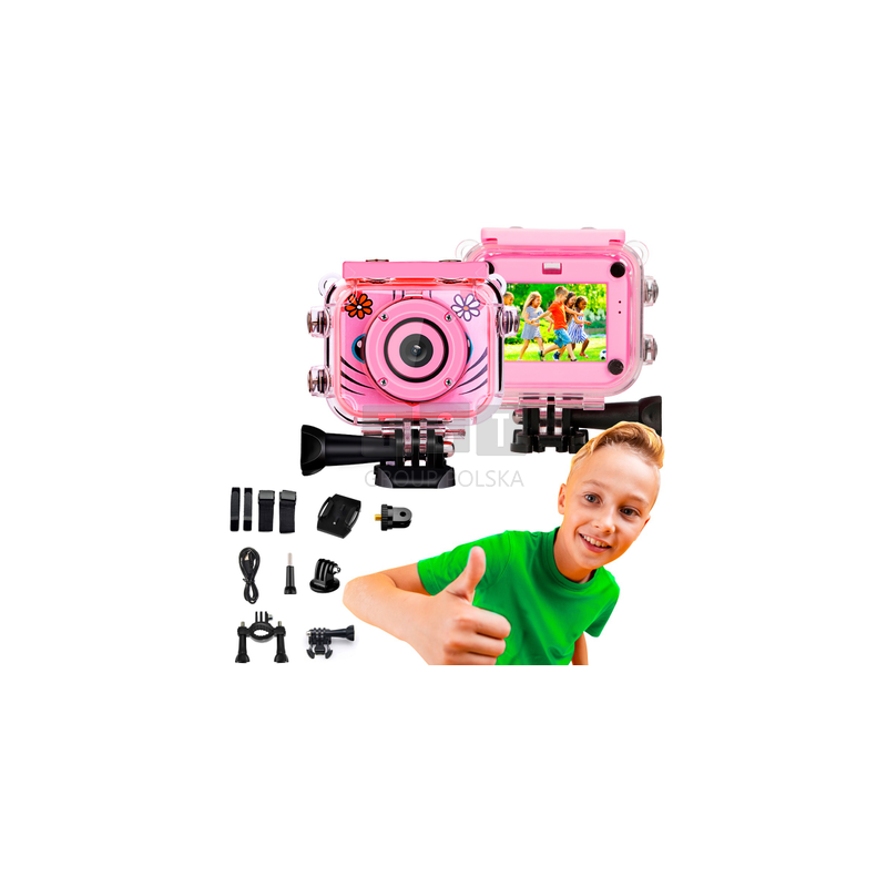 Extralink Kids Camera H18 Różowa | Kamera | 1080P 30fps, IP68, wyświetlacz 2.0"