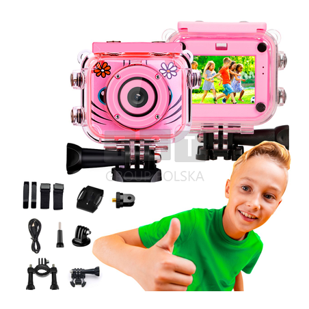 Extralink Kids Camera H18 Różowa | Kamera | 1080P 30fps, IP68, wyświetlacz 2.0"