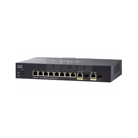 Cisco SG350-10P | Switch PoE | 8x 1000Mb/s PoE, 62W, 2x Combo(RJ45/SFP), Zarządzalny