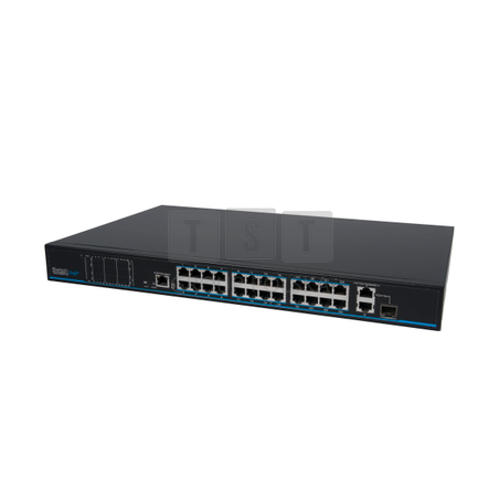 VONT-SP1124L Switch OPTIVA PoE FastEthernet, 24 portów FE, 24xPoE/PoE+, 360W, 2xGB, 1xSFP, niezarządzalny
