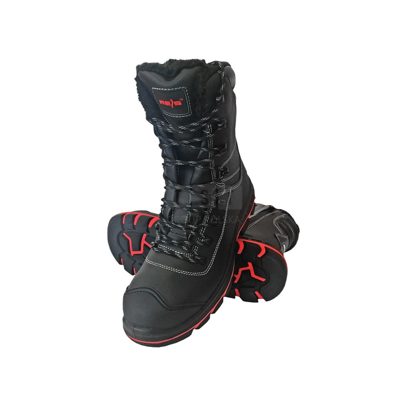 Wysokie buty robocze zimowe czarno-czerwone r.43