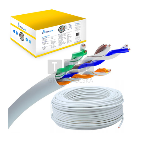 Extralink CAT5E UTP (U/UTP) V2 Wewnętrzny | Kabel sieciowy skrętka | 305M