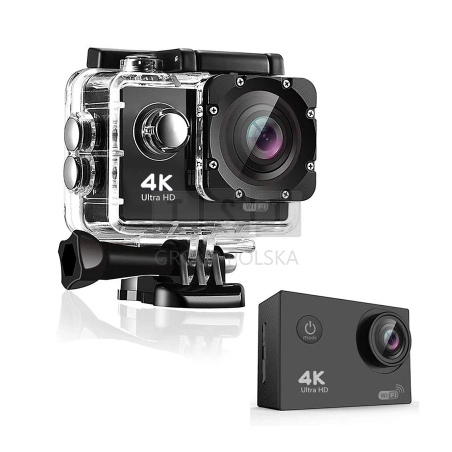 Extralink Action Camera H9S Czarna | Kamera | 4K 30fps, IP68, wyświetlacz 2.0", Wi-Fi, USB, mini HDMI