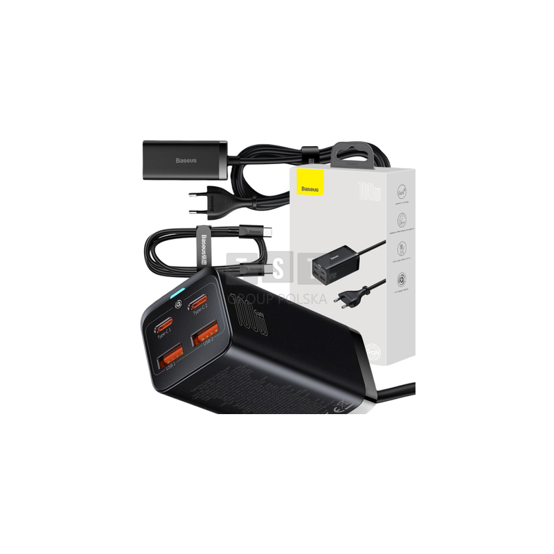 ŁADOWARKA SIECIOWA Baseus GaN 3 Pro Desktop Fast Charger CCGP000101 100W 2x USB-A 2x USB-C PD 3.0 QC 4.0+
