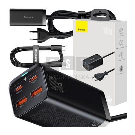 ŁADOWARKA SIECIOWA Baseus GaN 3 Pro Desktop Fast Charger CCGP000101 100W 2x USB-A 2x USB-C PD 3.0 QC 4.0+