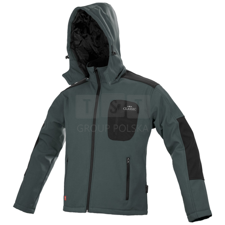 ARTMAS CLASSIC SOFTSHELL KURTKA ROBOCZA MĘSKA DAMSKA OUTDOOROWA Z KAPTUREM Kolor SZARY R. XXXL