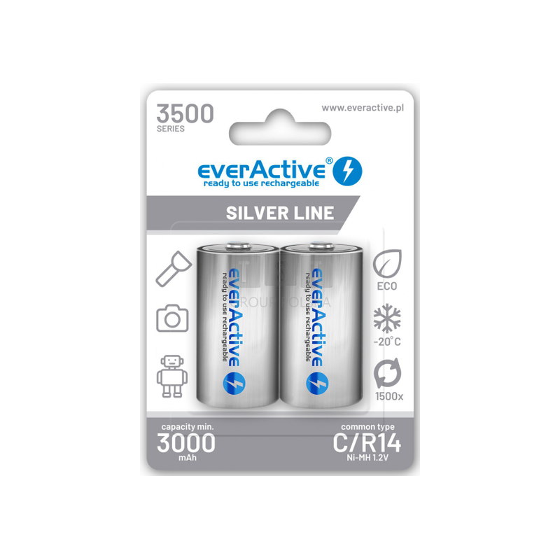 Akumulatorki C / R14 Ni-MH everActive 3500 mAh Silver Line (box 2 szt.)