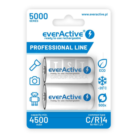 Akumulatorki C / R14 everActive Ni-MH Ni-MH 5000 mAh Professional line (box 2 szt.)