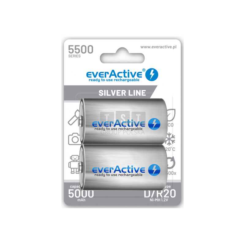 Akumulatorki D / R20 Ni-MH everActive 5500mAh Silver Line (box 2 szt.)