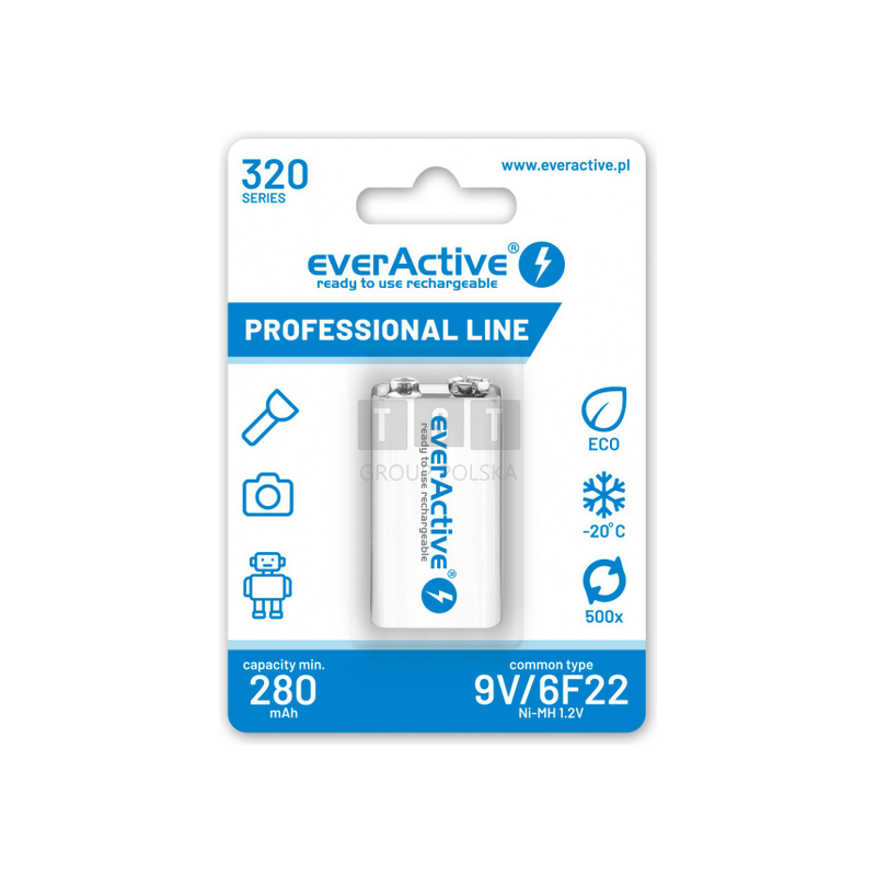 Akumulatorek 6F22 Ni-MH everActive 9V 320mAh Professional Line (1 szt.)