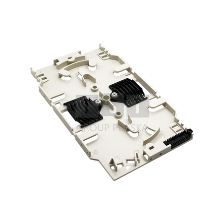 Kaseta (tacka) spawów światłowodowych z uchwytami na 12 spawów oraz separatorem włókien na wyjściu ALANTEC