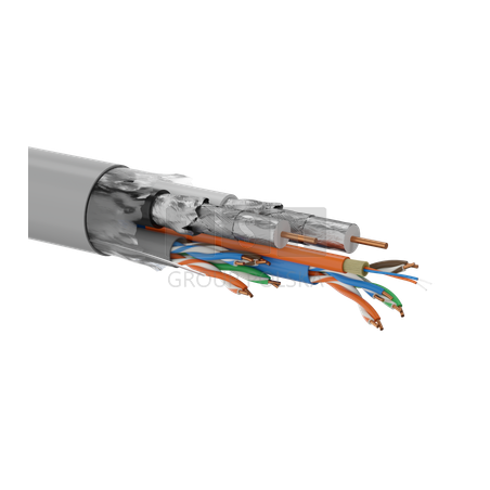 Multi-kabel Q-LANTEC Multimedia 2 x U/UTP kat.5E + 2 x RG6 + 2 x FO G657A1, LSOH, szary 500m