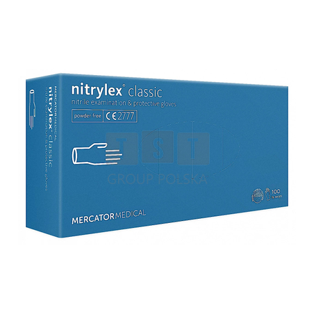 MERCATOR NITRYLEX CLASSIC RĘKAWICE RĘKAWICZKI NITRYLOWE BEZPUDROWE 100szt. R. XL